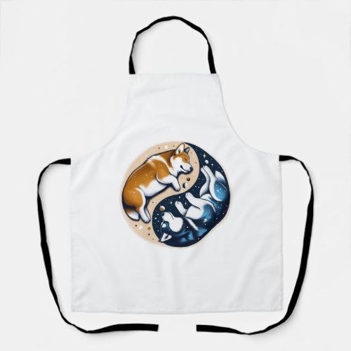 Corgi And Husky On Space Yin And Yang Essential T_ Apron