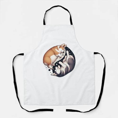Corgi And Husky On Space Yin And Yang Essential T_ Apron