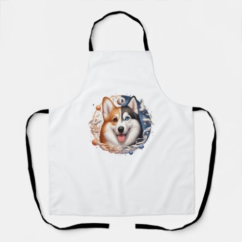 Corgi And Husky On Space Yin And Yang Essential T_ Apron