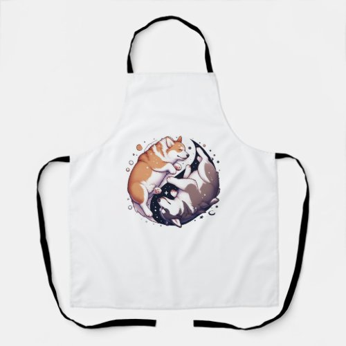 Corgi And Husky On Space Yin And Yang Essential T_ Apron