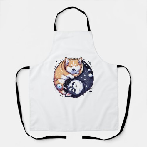 Corgi And Husky On Space Yin And Yang Essential T_ Apron