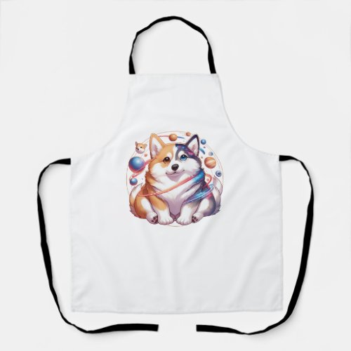 Corgi And Husky On Space Yin And Yang Essential T_ Apron