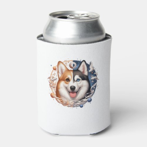 Corgi And Husky On Space Yin And Yang Essential T_ Can Cooler