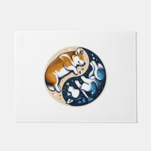Corgi And Husky On Space Yin And Yang Essential T- Doormat