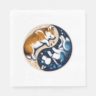 Corgi And Husky On Space Yin And Yang Essential T- Napkins