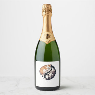 Corgi And Husky On Space Yin And Yang Essential T- Sparkling Wine Label
