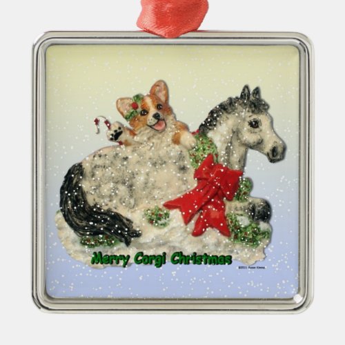 Corgi and Pony Christmas Ornament