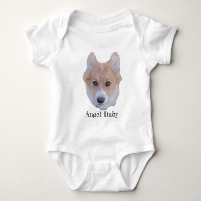 Corgi Angel Baby Baby Bodysuit (Front)