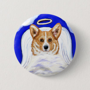 Corgi Angel Button
