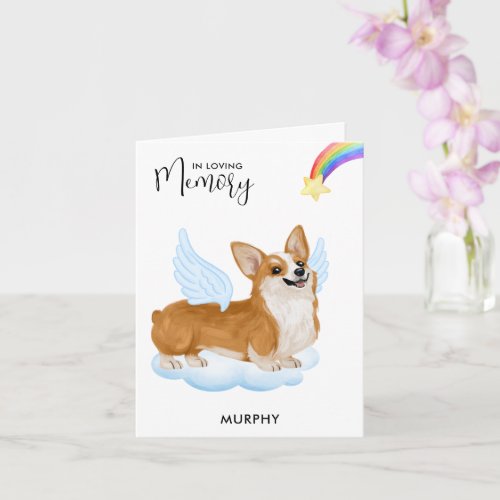 Corgi Angel Dog Memorial Pet Loss Sympathy  Card