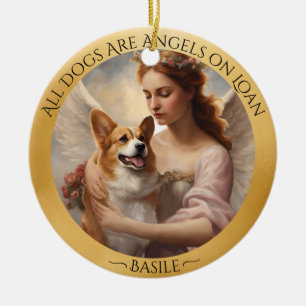 Corgi Angel Personalized Memorial Ceramic Ornament