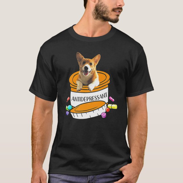 Corgi Antidepressant Premium T-Shirt (Front)