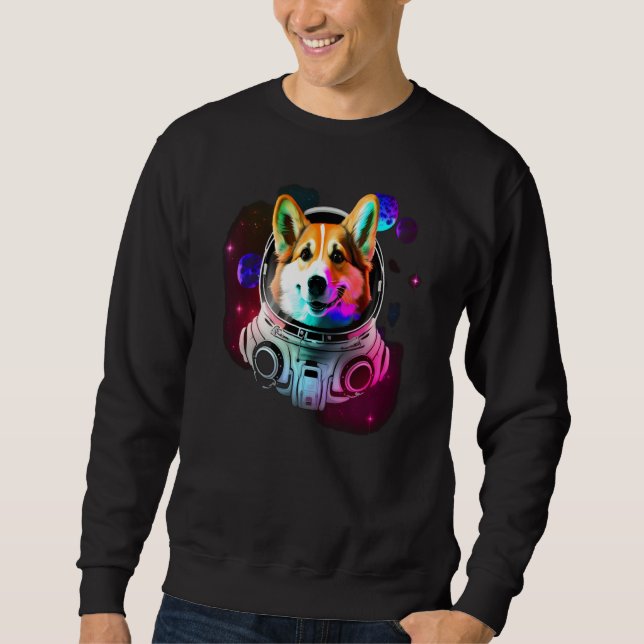 Corgi Astronaut Dog in Outer Space Cosmic Explorer Sweatshirt (Front)