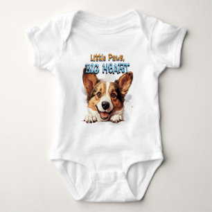 Corgi Baby Grow   Little Paws Big Heart Bodysuit