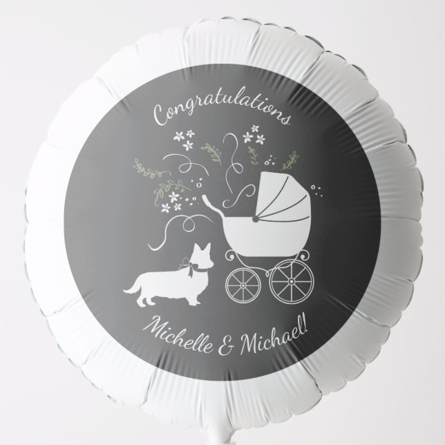 Corgi Baby Shower Dog Balloon (Front)