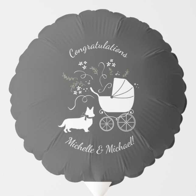 Corgi Baby Shower Dog Balloon (Front)