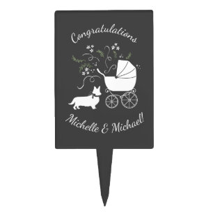 Corgi Baby Shower Dog Cake Topper