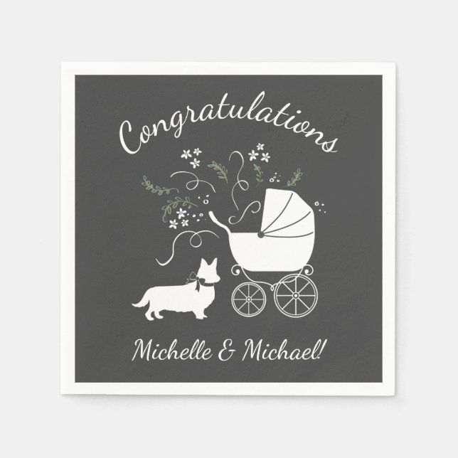 Corgi Baby Shower Dog Napkins (Front)