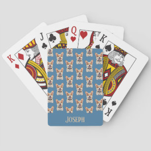 Corgi Baby Shower Game Blue Customizable Name Poker Cards