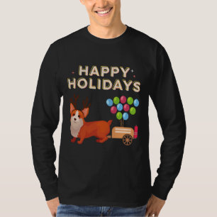 Corgi Balloon Happy Holidays T-Shirt