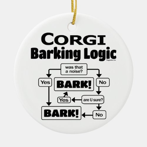 Corgi Barking Logic Ceramic Ornament