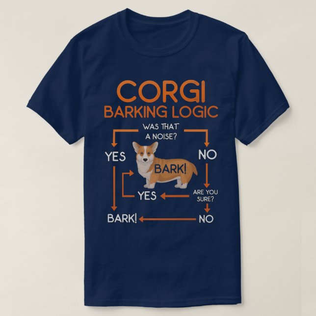 Corgi Barking Logic Funny-235 T-Shirt (Design Front)