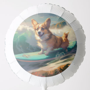 Corgi  Beach Surfing Painting  Balloon