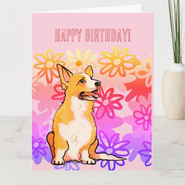 Corgi birthday card (Front)