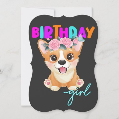 Corgi Birthday Girl Corgi Dog Lovers Gifts Invitation