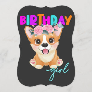 Corgi Birthday Girl Corgi Dog Lovers Gifts Invitation