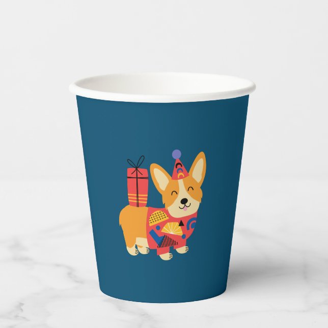 Corgi Birthday Paper Cups (Front)
