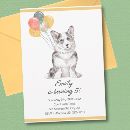 Corgi Birthday Party Dog Party Invitation
