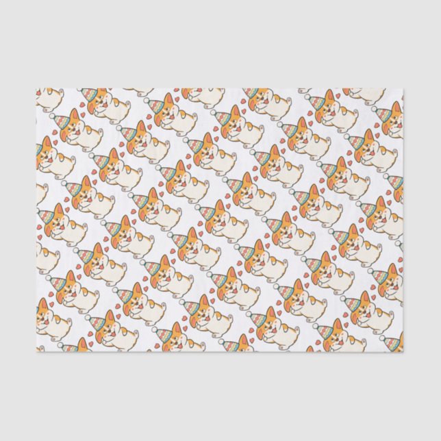 Corgi Birthday Party Tissue Paper (Front)