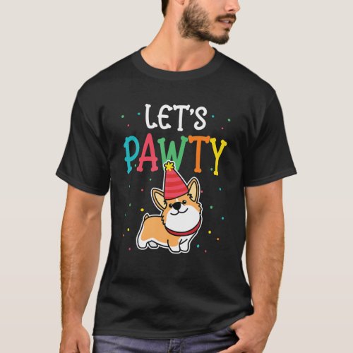 Corgi Birthday Pawty T For Dog Themed Kids Party T_Shirt