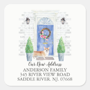 Corgi Blue Door New Address Label Sticker