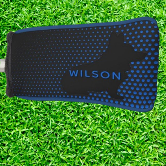 Corgi  blue dots golf head cover (Surprise a golfer who loves corgis with a custom blue corgi golf putter headcover. )