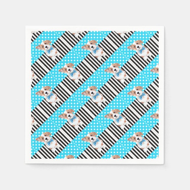 Corgi Blue Pattern Napkins (Front)