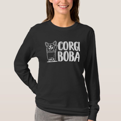 Corgi Boba Dog For Kids Men  Women Dog Owner T_Shirt