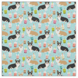 Corgi Boba Tea fabric - bubble tea fabric
