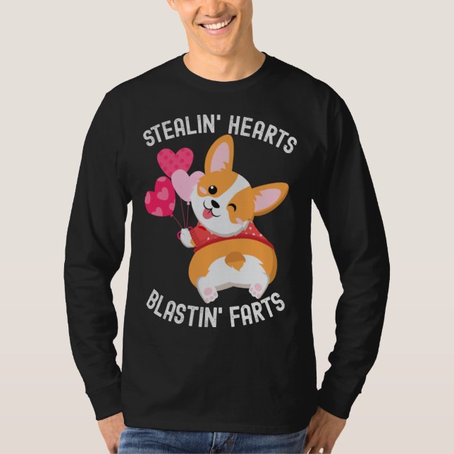 Corgi Breakin Hearts Blastin Farts Valentines Day  T-Shirt (Front)
