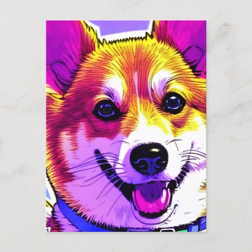 Corgi bright bold colors postcard