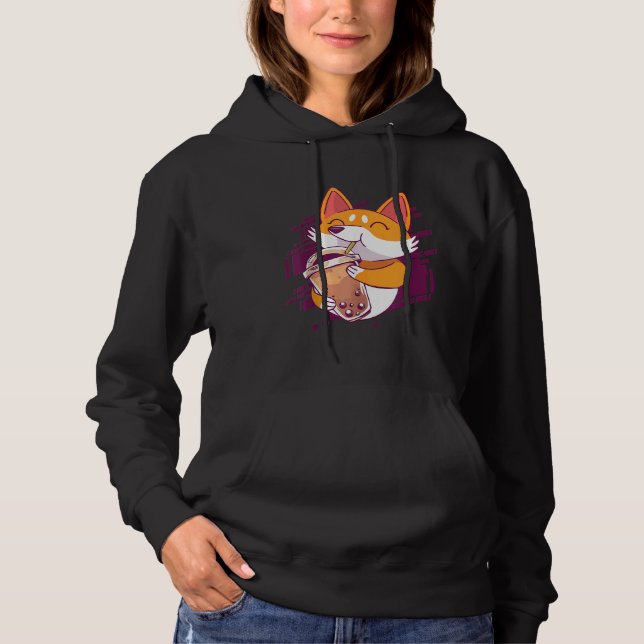 Corgi Bubble Tea Bobas Corgi Hoodie (Front)