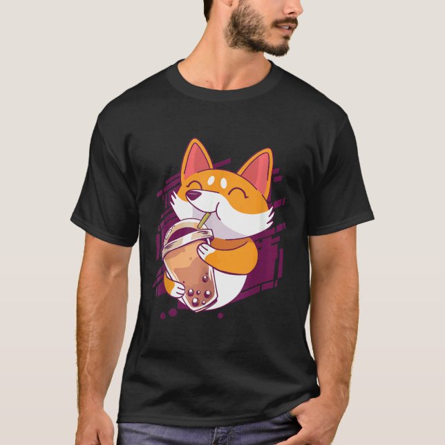 Corgi  Bubble Tea Bobas Corgi T-Shirt (Front)