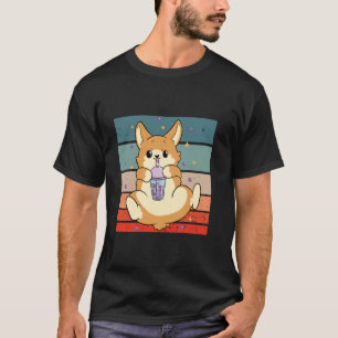 Corgi bubble tea cute dog art boba drink bubble te T-Shirt
