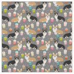 Corgi bubble tea fabric - dark