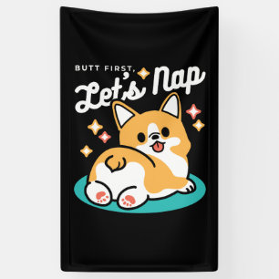 Corgi Butt and Nap Vibes – Cute Sleeping Dog Banner