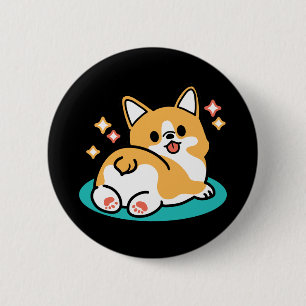 Corgi Butt and Nap Vibes – Cute Sleeping Dog Button