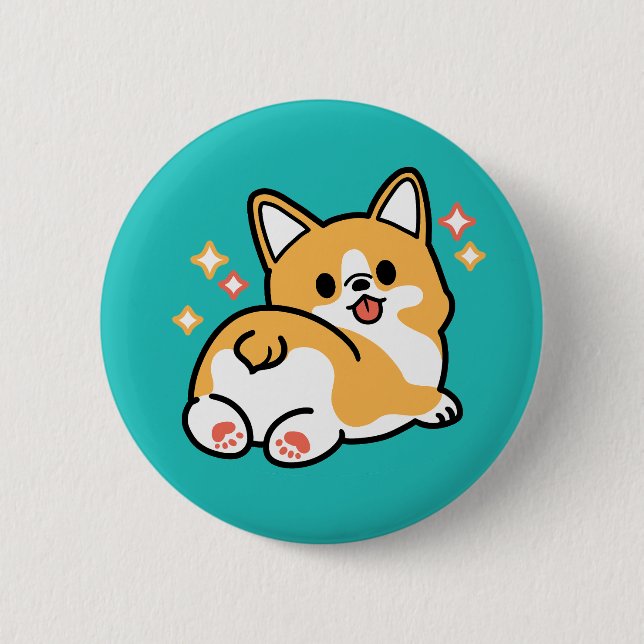 Corgi Butt and Nap Vibes – Cute Sleeping Dog Button (Front)
