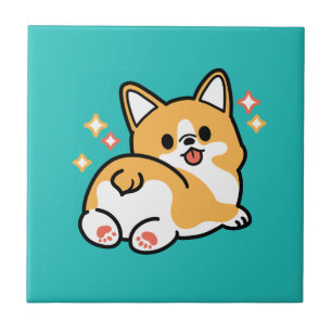 Corgi Butt and Nap Vibes – Cute Sleeping Dog Ceramic Tile