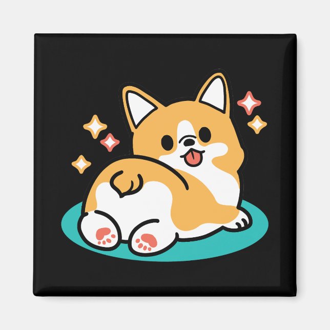 Corgi Butt and Nap Vibes – Cute Sleeping Dog Magnet (Front)